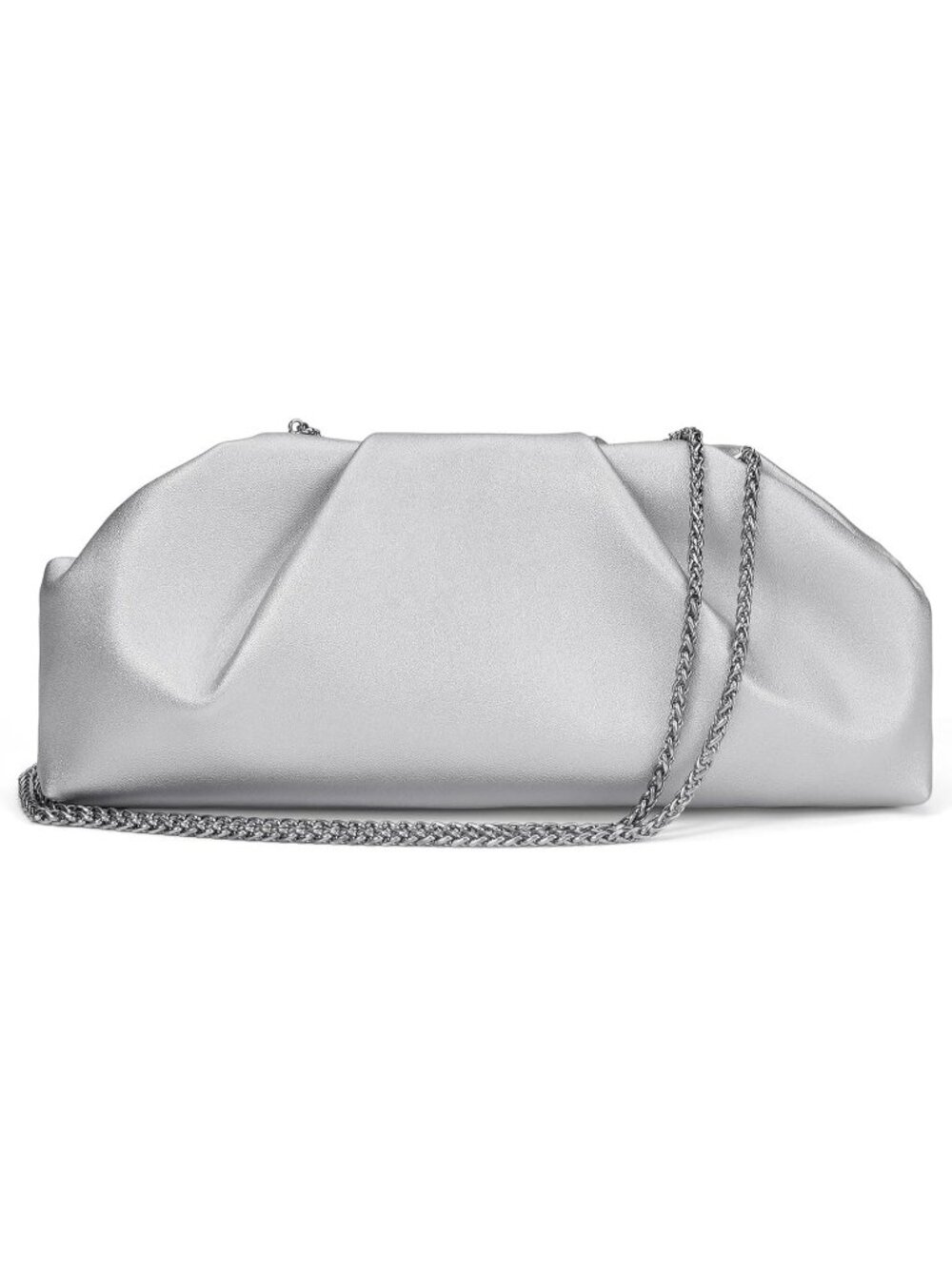 Women's Silver Pleated Clutch Purse Formal Wedding Prom Cocktail Evening Bag